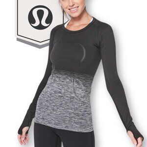 Lululemon Swiftly Tech Long Sleeve Crew in Black & Grey. Sz 6